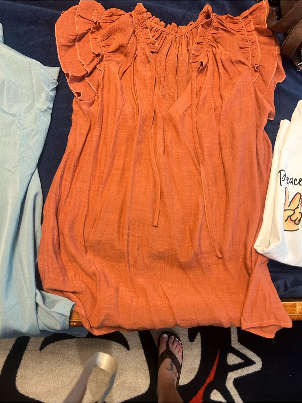Women’s Ruffle Sleeve Peasant Top - Orange